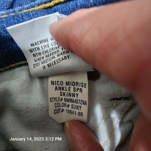 Hudson Nico Midrise Ankle Super Skinny Jeans Women's Size 25 Blue Stretch Denim - Picture 10 of 13